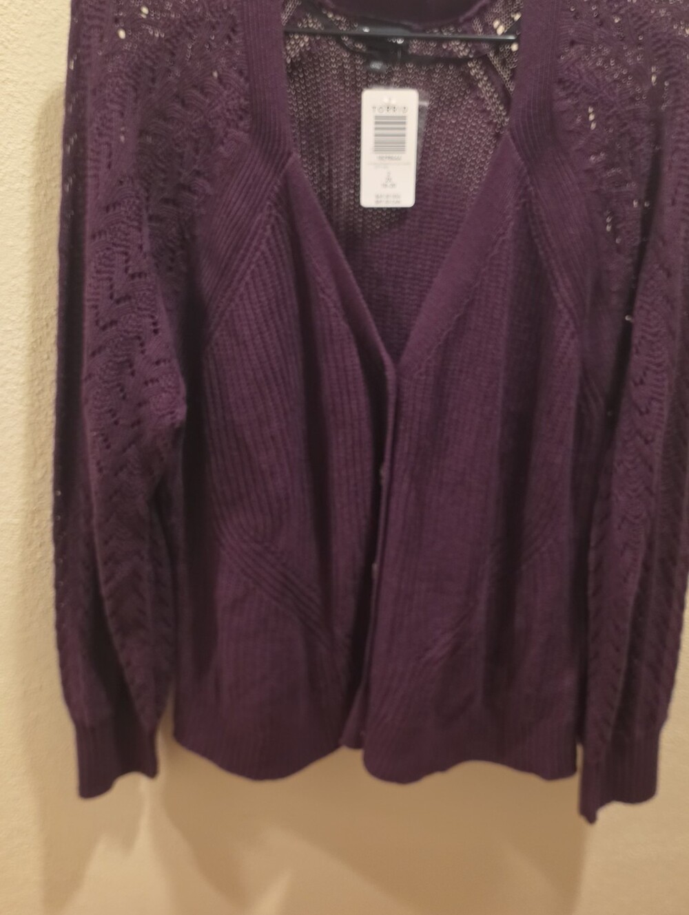 NWT Torrid Purple Pointelle Sleeve Cardigan Sweater V-Neck Button Front Size 2
